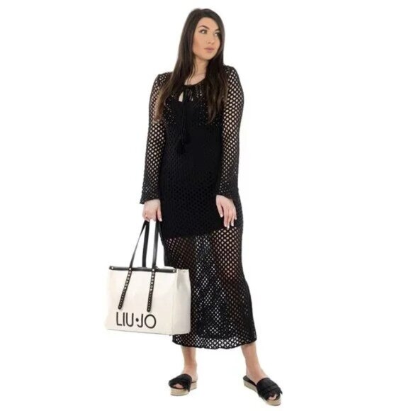 Patrizia Pepe Dresses & Skirts - NEW Patrizia Pepe Black Crochet Knit Long Sleeve Dress with Slip Liner P1177